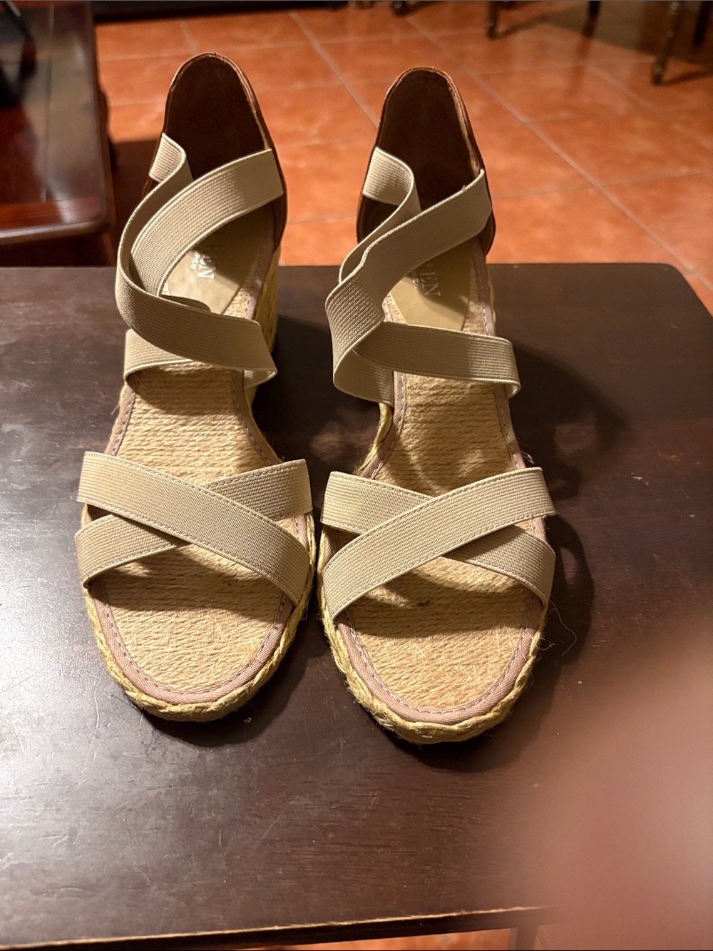 Lauren Ralph Lauren Beige Espadrille Wedge Sandals